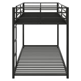 Twin over Twin Metal Bunk Bed, Low Bunk Bed with Ladder, Black(OLD SKU:WF282465AAB)