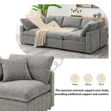 [VIDEO provided][New]130*65" Modern Modular Cloud Sofa Bed, 6 Seat Chenille Sectional Couch Set with Ottoman,Free Combination,Convertible U Shaped Sleeper Sofa for Living Room, Apartment, 3 Colors