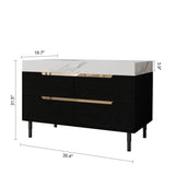 35.4" Modern Bathroom Vanity with Undermount Sink, Sintered Stone Top, Waterproof Multi-layer Solid Wood, 4 Drawers Storage, Free-standing/Wall-Mounted