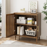 Sideboard Buffet Cabinet with Storage,  Farmhouse Buffet Cabinet with Louvered Doors, Wood Coffee Bar Storage Cabinet for Kitchen, Dining Room, Living Room, Entryway, Walnut,31.5" W
