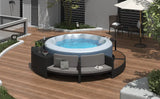 Spa Surround Spa Frame Patio Rattan Sofa Set with Storage Spaces, Mini Sofa and Comfortable Cushion for  Patio,Backyard, Grey
