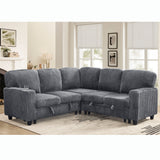 L-Shaped Sectional Sofa Bed with Pull-Out Bed & Storage, 5-Seat Sleeper Couch with USB Charging, Convertible Design for Living Room, Apartment, Corduroy Fabric, Grey