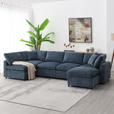 [VIDEO provided][New]130*65" Modern Modular Cloud Sofa Bed, 6 Seat Chenille Sectional Couch Set with Ottoman,Free Combination,Convertible U Shaped Sleeper Sofa for Living Room, Apartment, 3 Colors