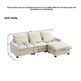 99'' Sectional Cloud Deep Seat Couch, Modern Comfy Chenille L Shaped Sectional Sofa for Living Room Set, Upholstered 4-Seats Sofa Couch with Movable Ottoman, Beige