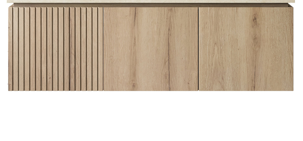48" MURI White Oak Woodgrain Plywood Cabinet with Double Doors and One Drawer, NO Basin and Top, NO Faucet and Sink Cover