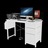 47.3"office desk with power outlet,3 drawers,Side Pocket, Study Desk Easy to Assemble,Frame stability Reversible for home desk, company computer desk, game table,Vanity table, white