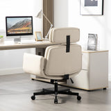 Criss Cross Chair with Adjustable Armrests & Wheels & Headrest, PU Lounge Vanity Desk Chair with Wide Seat for Cross-Legged Sitting, Swivel Task Office Chairs for Home, Makeup, Gaming, Office, Beige