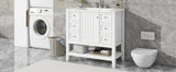 36" Bathroom Vanity with Sink, One Cabinet and Three Drawers, Solid Wood and MDF Board, White (Old Sku:SY999505AAK-6)