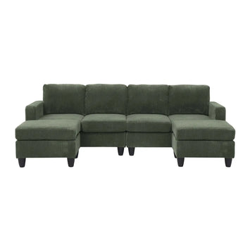 Savannah Modular Corduroy Sectional Sofa with Ottoman