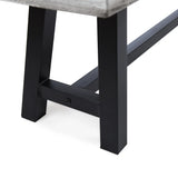 Light Grey Sandblast Finish Acacia Wood Dining Bench with Black Rustic Metal Finish Frame