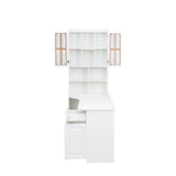 L-Shaped Corner Computer Desk  for Home Office or Study desk, Study Modern Style Table with Drawers, Bookshelf & Hutch, 2-in-1 L-Shaped Design, Large Working Space,white