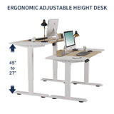 55"×24" White&Oak Electric Standing Desk Height Adjustable Desk for Home and Office Computer Table Gaming Desk Modern Lift-up Desk