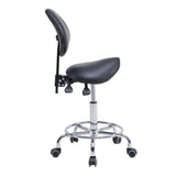 Saddle Stool Chair with Backrest Swivel Hydraulic Ergonomic Tilt Seat Chair with Wheels Footrest for Medical Hospital Clinic Dental-Black