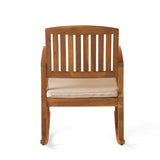 Acacia Wood Patio Outdoor Rocking Chair with cushions for Garden, Lawn, Backyard, Pool,