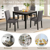 5-Piece Dining Table Set with 4 Chairs, Dining Table Set for 4 with Chairs, Wooden Dining Table Set for Kitchen, Dining Room, Light Grey & Black Two Tone