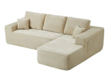 104" Cloud Sectional Sofa with L-Shape Chaise and Side Pockets , Modern Modular Design, with side pockets, Upholstered Couch for Living Room/Bedroom, No Assembly Required (Plush Fabric),Beige, Right