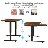 L-Shaped 59" Height Adjustable Electric Standing Desk, Sit and Stand Up Computer Desk For Home Office rustic brown