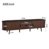 70 Inch Mid Century Modern TV Stand, TV Stand for 80 Inch TV, TV Stand with Tambour Doors, Drawers and Power Outlet, TV Consoles for Living Room, Bedroom