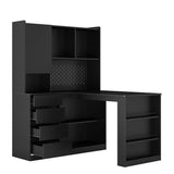 L Shaped Desk,Computer Desk with Drawers,Bookshelf,with LED Light,Modern Corner Desk,Home Office Desk,L-Shaped Study Table Writing Desk,Corner Gaming Computer Desk with Storage