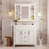 36'' Bathroom Vanity with Top Sink, Mirror Cabinet, Modern Bathroom Storage Cabinet with 2 Soft Closing Doors, Single Sink Bathroom Vanity