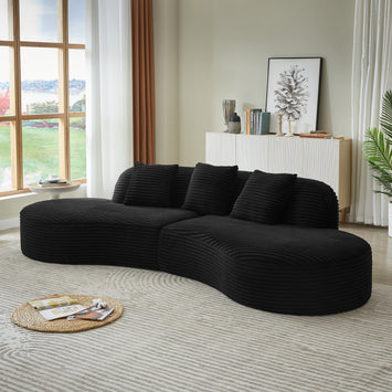 Contemporary Corduroy Compressed Upholstered Curved Sectional Sofa with Scatter Cushions-No assembly required,Upholstered Oversized Couches for Living Room,Apartment