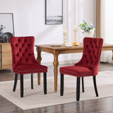 Nikki Collection Modern, High-end Tufted Solid Wood Contemporary Velvet Upholstered Dining Chair with Wood Legs Nailhead Trim 2-Pcs Set,Light Blue, SW2001LB