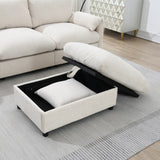 [VIDEO]96.5'' L-Shaped Sectional Sofa with Storage Ottoman and Pockets, Adjustable Phone Holder, USB Charger, Elephant Ear-Shaped Armrests, Comfy Seat for Living Room&Apartment, Chenille, 3 Colors