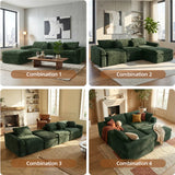 108-inch high-resilience boneless sponge sofa with 30 density, double-layer cloud-like cushions, multiple combination options, no installation required / Green