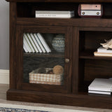 Modern TV Stand for up to 65 Inch TVs, Entertainment Center Farmhouse TV Cabinet Media Console Table with Glass Doors for Living Room, Brown 60"W*15.75"D*29"H