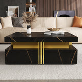 Modern Black Square Storage Coffee Table With 4 Drawers