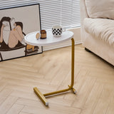 2-pieces White C-shaped Side Table, C Shaped End Table, Side Table for Couch and Bed, Small Side Table for Small Spaces
