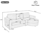 Modern Sectional Sofa 84.6" L-shaped Sofa Couch with a Curved Chaise Lounge, USB Ports and Side Storage Pockets for Living Room, Blue