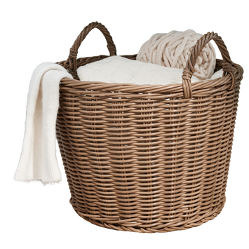 Joseph Round Cone Woven Resin Wicker Basket with Handles - 16