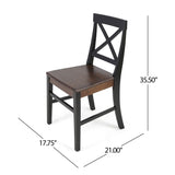 Roshan Farmhouse Acacia Wood Dining Chairs, Black / Walnut (Set of 2)