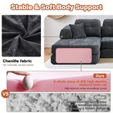 104" Boneless sofa,Sectional Compressed Couch with Chaise, Deep Seat Modular Sectional Sofa Chenille Memory Foam Sofa Boneless Couches for Living Room Bedroom, No Assembly Required