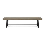 Outdoor Acacia Wood Patio Bench,Grey/Rustic Metal