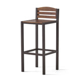 Milos Outdoor Acacia Wood Barstool (Set of 2)