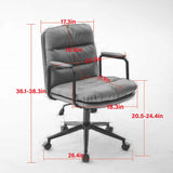 Office Chair,Mid Back Home Office Desk Task Chair with Wheels and Arms Ergonomic PU Leather Computer Rolling Swivel Chair with Padded Armrest,The back of the chair can recline 40° (Black),SW1741BK
