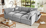Modern Sectional Sofa Modular Sofa 93.7" U-shaped Sofa Couch Sofa Bed L-shaped Sofa with a Movable Ottoman, Storage Armrests and USB Ports, Beige
