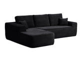 104" Cloud Sectional Sofa with L-Shape Chaise and Side Pockets , Modern Modular Design, Deep Seating, Upholstered Couch for Living Room/Bedroom, No Assembly Required (Plush Fabric), Black, Left-facing