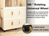 Portable Wardrobe Closet Storage Organizer for Clothes,Clothes Dresser,9 Magnetic Doors-9 Cubes & 1 Hanging Rod,6 pcs hangers , Baby Wardrobe Storage Cabinet,White