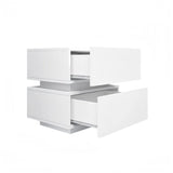 White Color High Glossy 2 Drawers Bedside Table with RGB Led Light Nightstand with Bluetooth Control