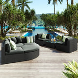 GO 7-piece Outdoor Wicker Sofa Set, Rattan Sofa Lounger, With  Colorful Pillows, Conversation Sofa, For Patio, Garden, Deck, Brown Wicker