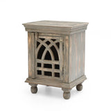 Antique Grey Wood Nightstand