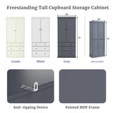 [Assembly Video Provided]TOPMAX 77inch Farmhouse Kitchen Pantry, Freestanding Tall Cupboard Storage Cabinet with 3 Adjustable Shelves, 8 Door Shelves, 3 Drawers for Kitchen, Dining Room, Gray