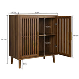 Sideboard Buffet Cabinet with Storage,  Farmhouse Buffet Cabinet with Louvered Doors, Wood Coffee Bar Storage Cabinet for Kitchen, Dining Room, Living Room, Entryway, Walnut,31.5" W