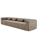 145.5 Inch Modular Full-Compressed Sectional Sofa, Espresso Polyester Upholstered Modular Sofa with 4 Pieces, Compressed Sponge Modular Couch for Living Room