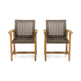 HAMPTON WOOD AND WICKER DINING CHAIR( SET OF 2 )