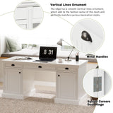 67" Modern Executive Desk,Computer Desk with 2 Wooden Doors Storage Cabinet and 3 Drawers, Rectangle Home Office Desk  ,Reading Desk,Writing Table,Workstation for Home Office,Living Room,Study,White