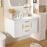 36'' Wall Mounted Bathroom Vanity with Resin Sink, Floating Bathroom Storage Cabinet with 2 Drawers, Solid Wood Bathroom Cabinet (Same as N710S236003B)